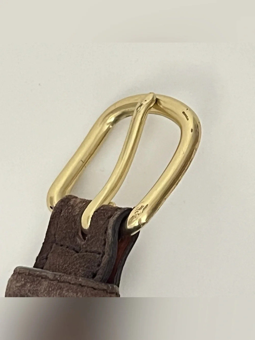 Matt Singer Men's Brown Suede Tip Belt Salmon Canvas Solid Brass Buckle Size 34
